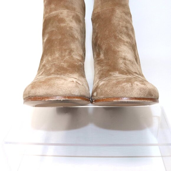 Gianvito Rossi 38.5 Joelle Suede Knee High Tall High Heel Boot 70mm Camel - Picture 13 of 16